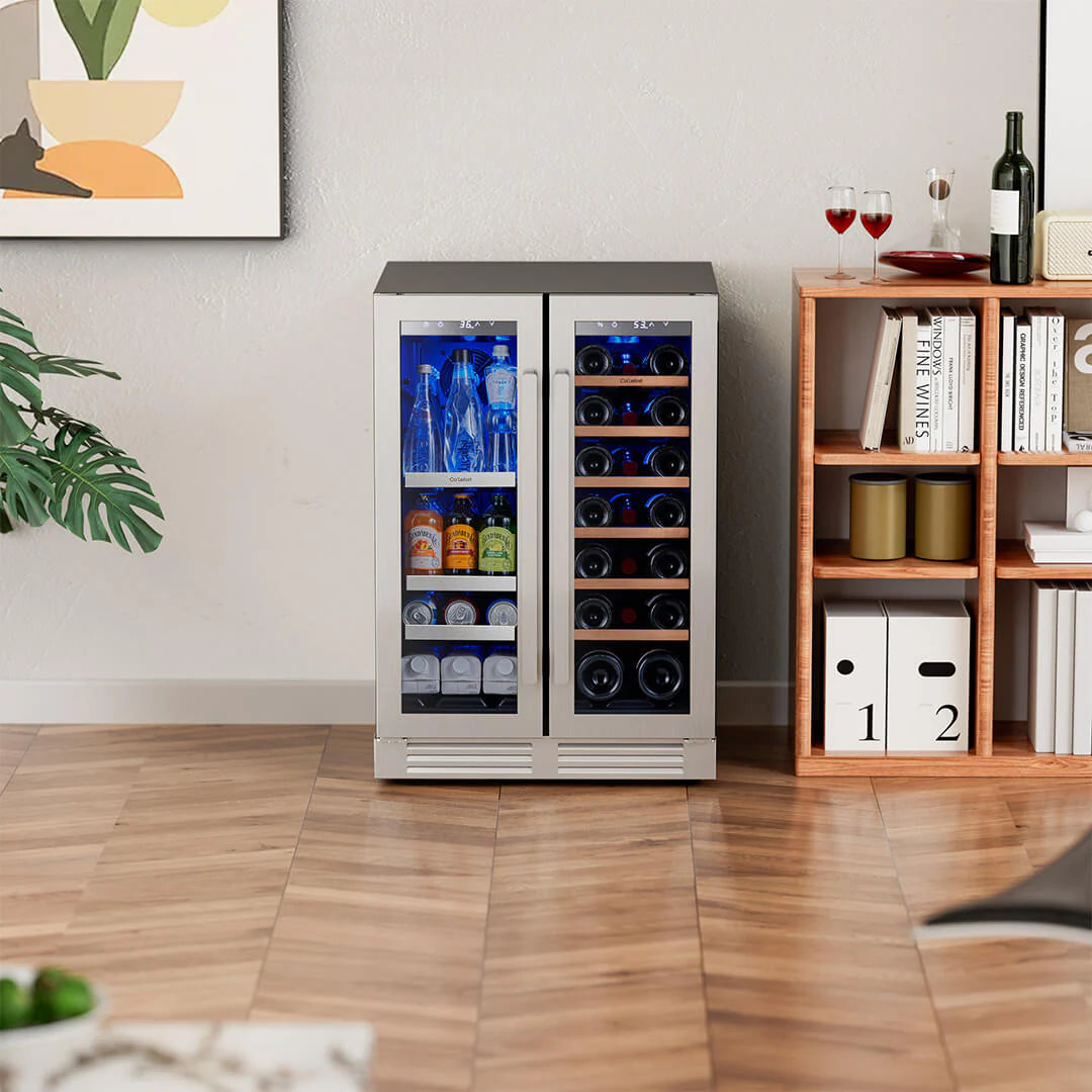 Venice 24'' Dual Zone Wine and Beverage Fridge with French Door
