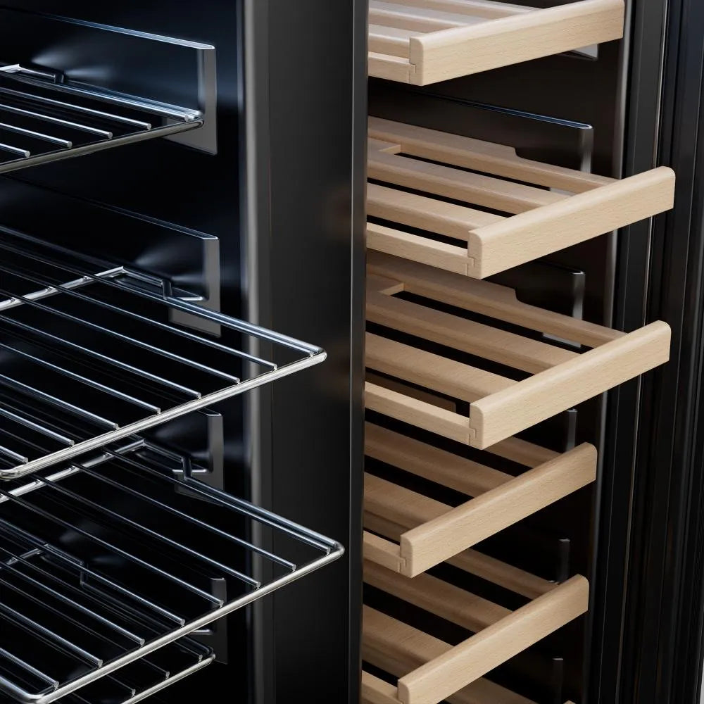 Empava 24 inch Dual Zone Wine & Beverage Cooler Refrigerator BR07D Shelves