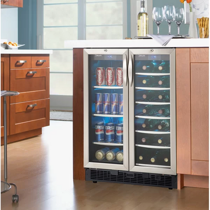 Venice 24'' Dual Zone Wine and Beverage Fridge with French Door