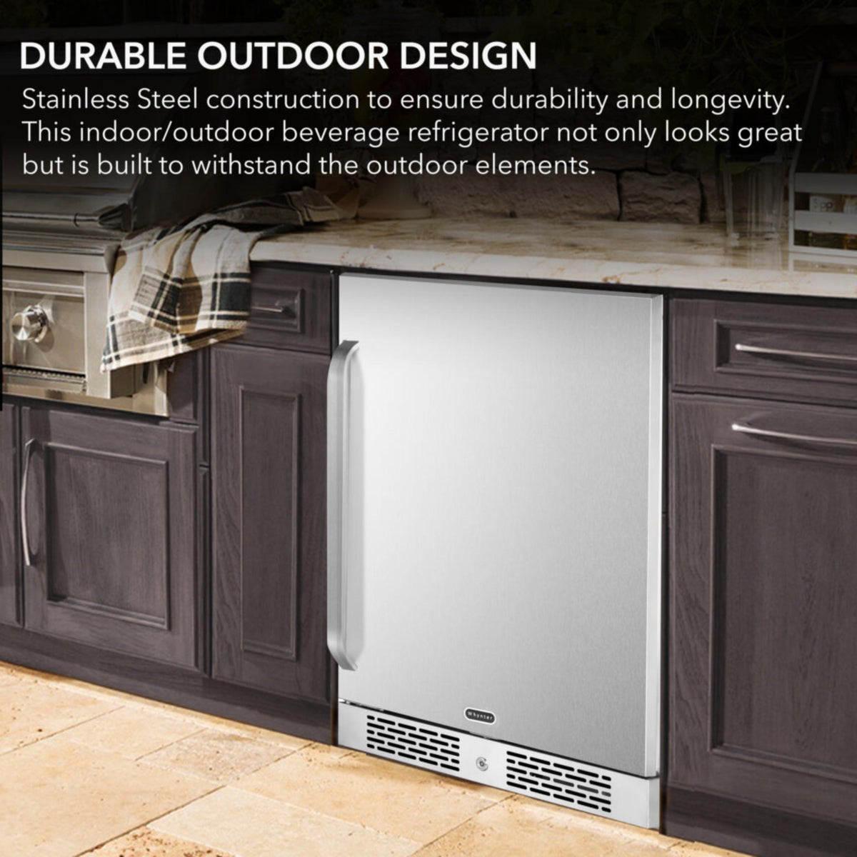 Whynter BOR-53024-SSW 5.3 cu. ft. Indoor/Outdoor Beverage Cooler Refrigerator-Durable-Design