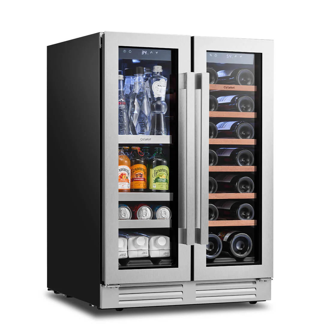 Venice 24'' Dual Zone Wine and Beverage Fridge with French Door