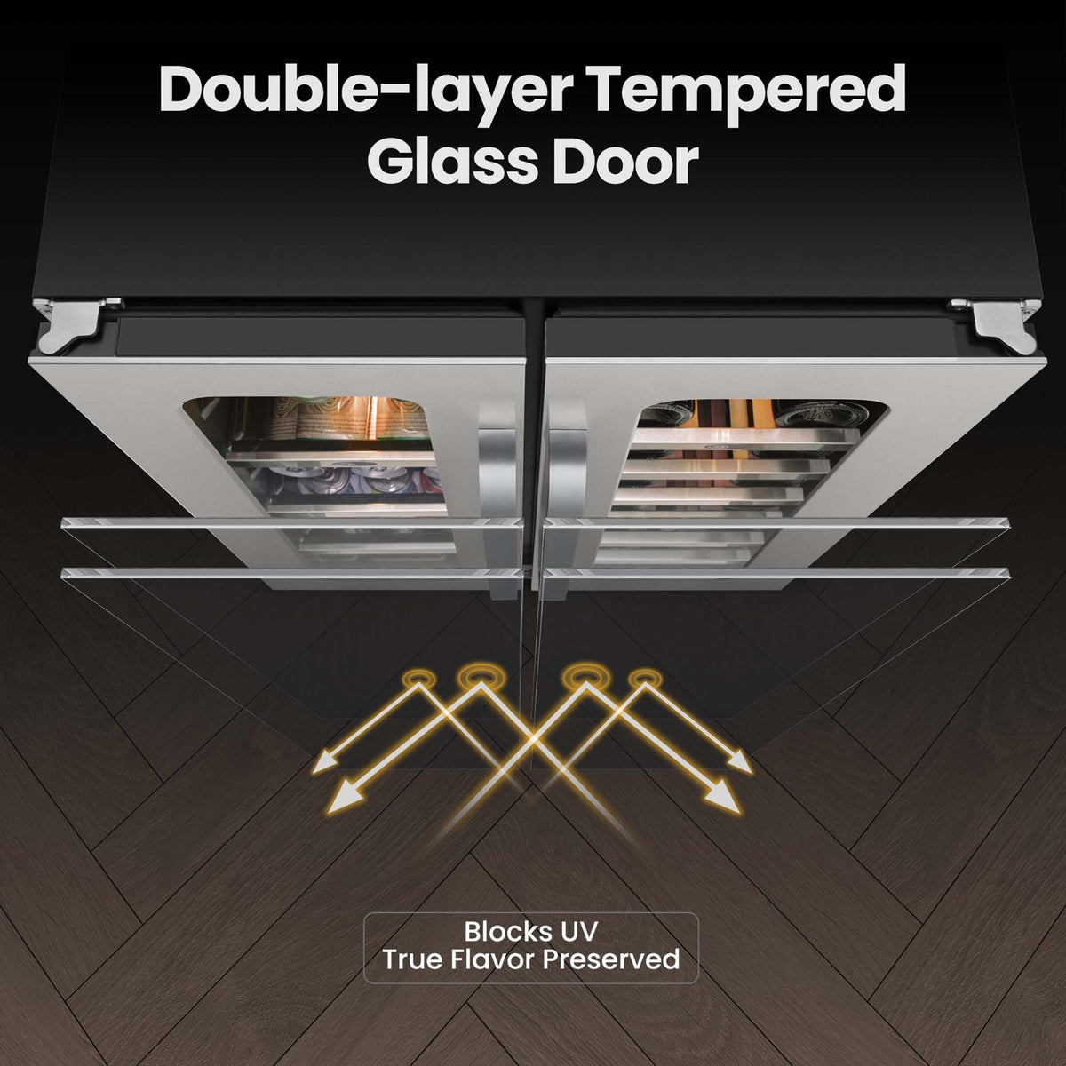 Double pane tempered glass door for Whynter Wine and Beverage Cooler Refrigerator