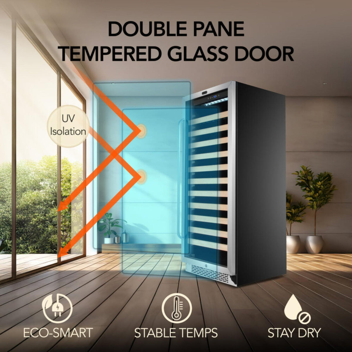 Double pane tempered glass door for Whynter Wine Cooler Refrigerator