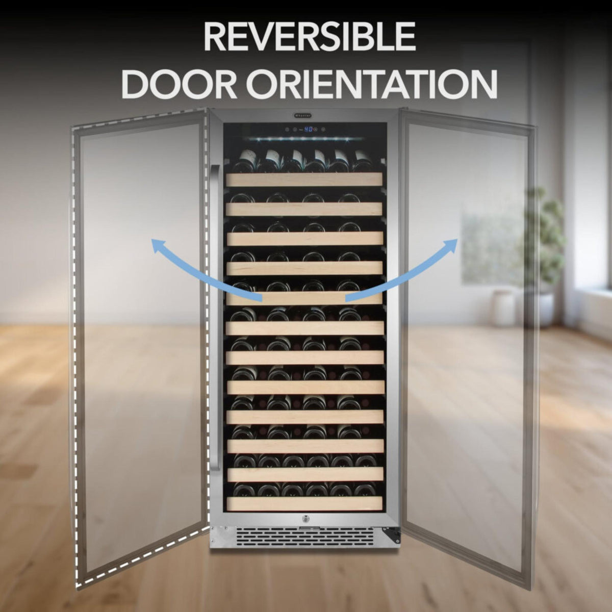 Whynter 24" 100 Bottle Wine Cooler Refrigerator with reversible door orientation