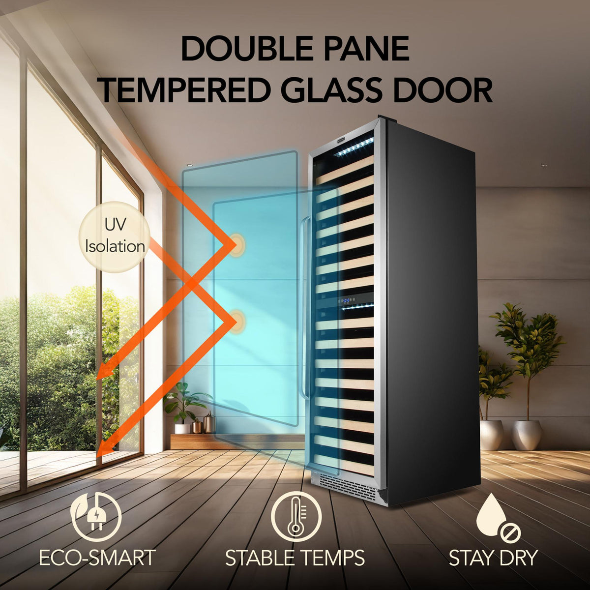Double pane tempered glass door for Whynter Wine Cooler Refrigerator