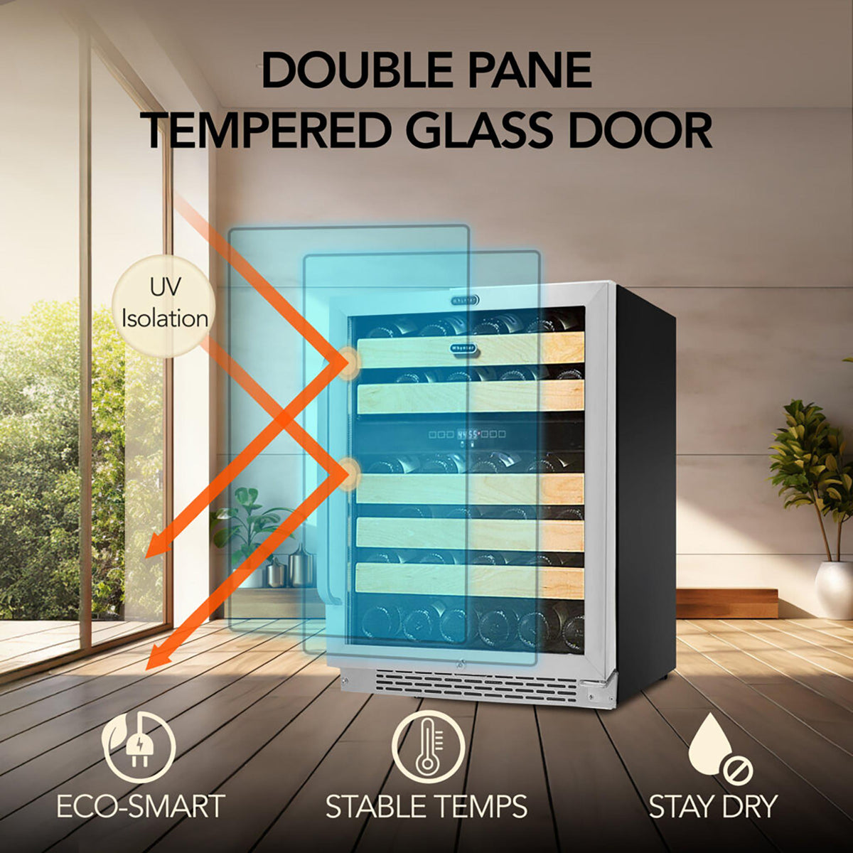 Double pane tempered glass door for Whynter Wine Cooler Refrigerator